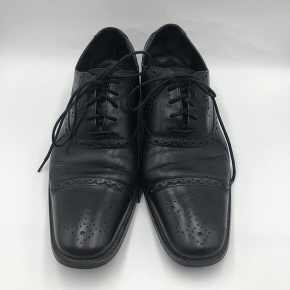 Vintage Johnston Murphy Men's Black Leather Dress Cap Toe Oxford Shoes 8.5M - Picture 9 of 14